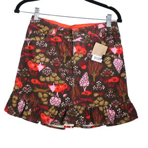 NEW Lands End Kids Skort Girls Size 14 Brown Corduroy Pockets Forest Fox Animals
